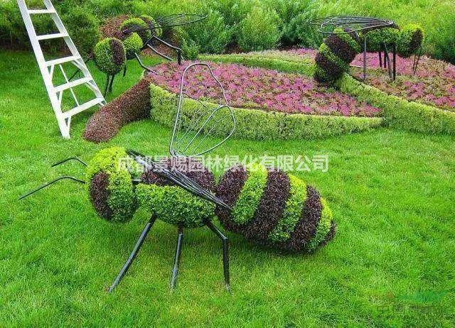 绿雕工艺品 春节主题绿雕 户外草坪装饰性雕塑造型